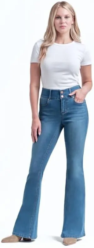 1822 Denim Oretha High-Rise Jeans for Women: Dark Blue Stretchy Waist, Premium Contour Fit Stretch Denim