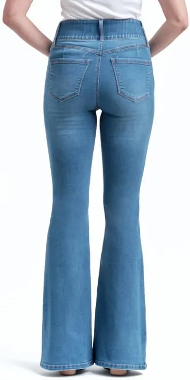 1822 Denim Oretha High-Rise Jeans for Women: Dark Blue Stretchy Waist, Premium Contour Fit Stretch Denim