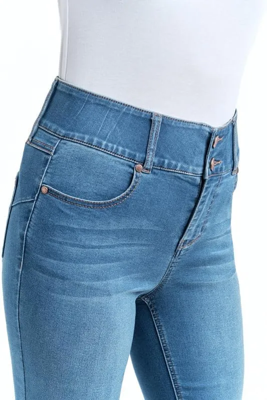 1822 Denim Oretha High-Rise Jeans for Women: Dark Blue Stretchy Waist, Premium Contour Fit Stretch Denim