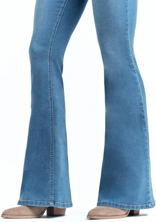 1822 Denim Oretha High-Rise Jeans for Women: Dark Blue Stretchy Waist, Premium Contour Fit Stretch Denim