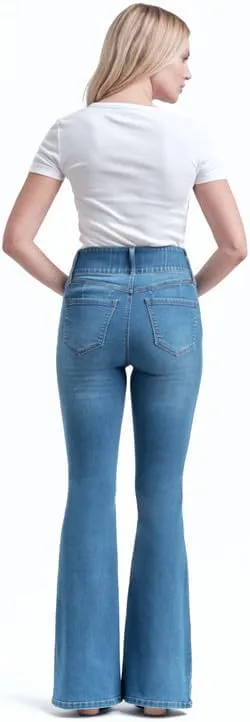 1822 Denim Oretha High-Rise Jeans for Women: Dark Blue Stretchy Waist, Premium Contour Fit Stretch Denim