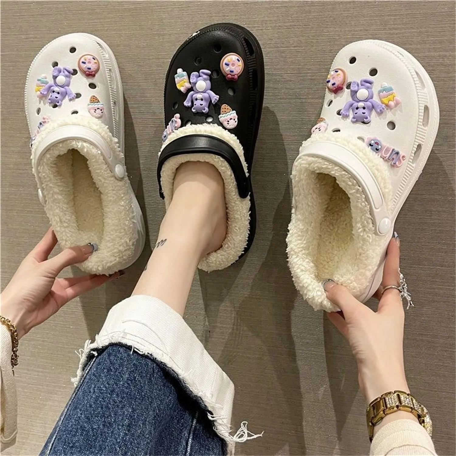 2 Pairs Of Warm Insoles, Removable And Washable, Fluffy Clogs Holes Shoe Padding Shoes Boots Slippers Inner Bracket Warm Insole