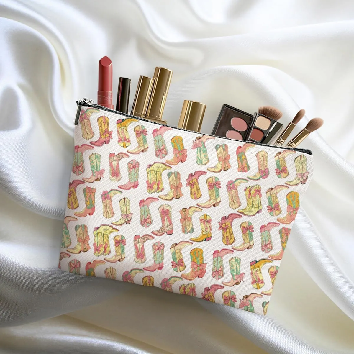 2pcs Western Makeup Bag, Western Gifts for Women Cosmetic Bag Cowgirl Gifts for Women Female Girls Sister BFF, Cowboy Boots Gift Christmas Birthday Gift, Cowgirl Stuff