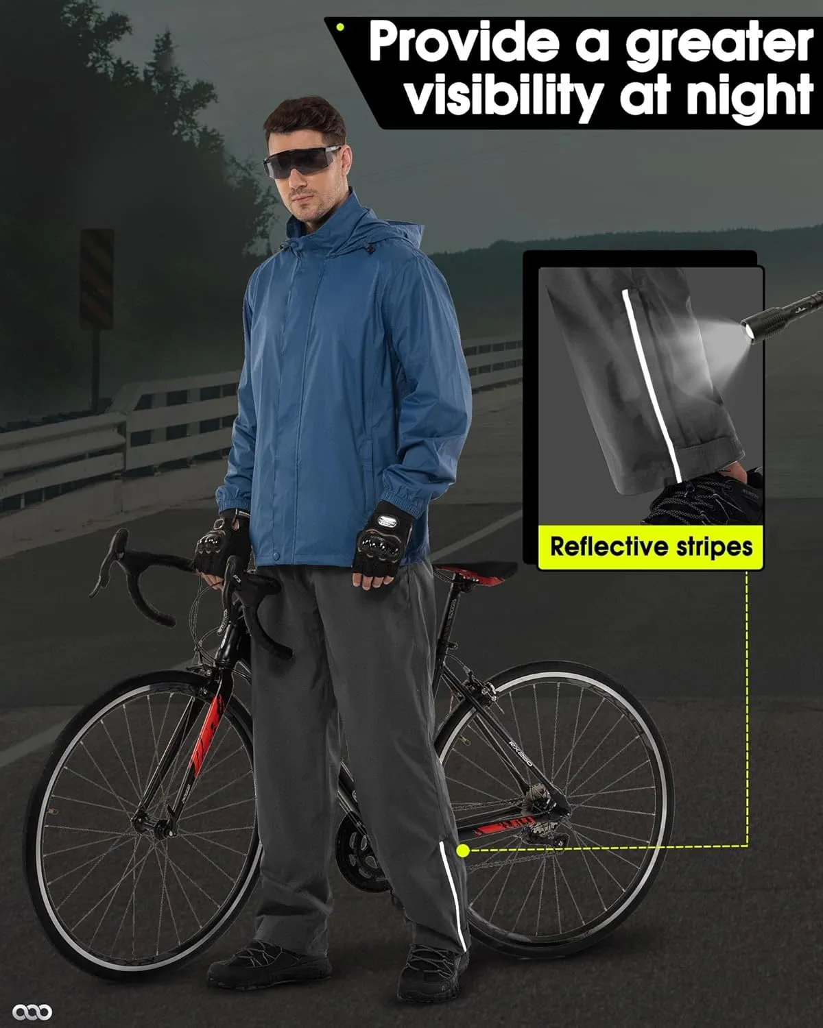 33,000ft Men's Rain Pants Waterproof, Windproof Lightweight Outdoor Rain Over Pants for Fishing Golf Work Hiking