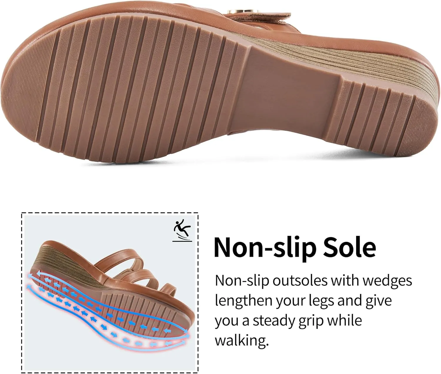 Ablanczoom Wedge Sandals for Women Dressy: Summer Comfortable Slip On Womens Slides Sandal Causal Strappy Split Toe Casual Wedges Shoes