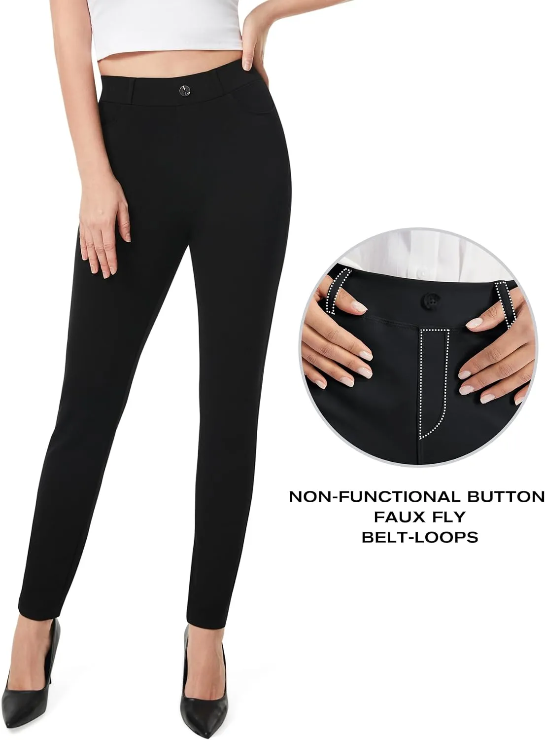 AFITNE Women's Yoga Dress Pants 2025 Spring Skinny Pull On Work Pants Stretchy Slim Fit Leg Office Casual Slacks