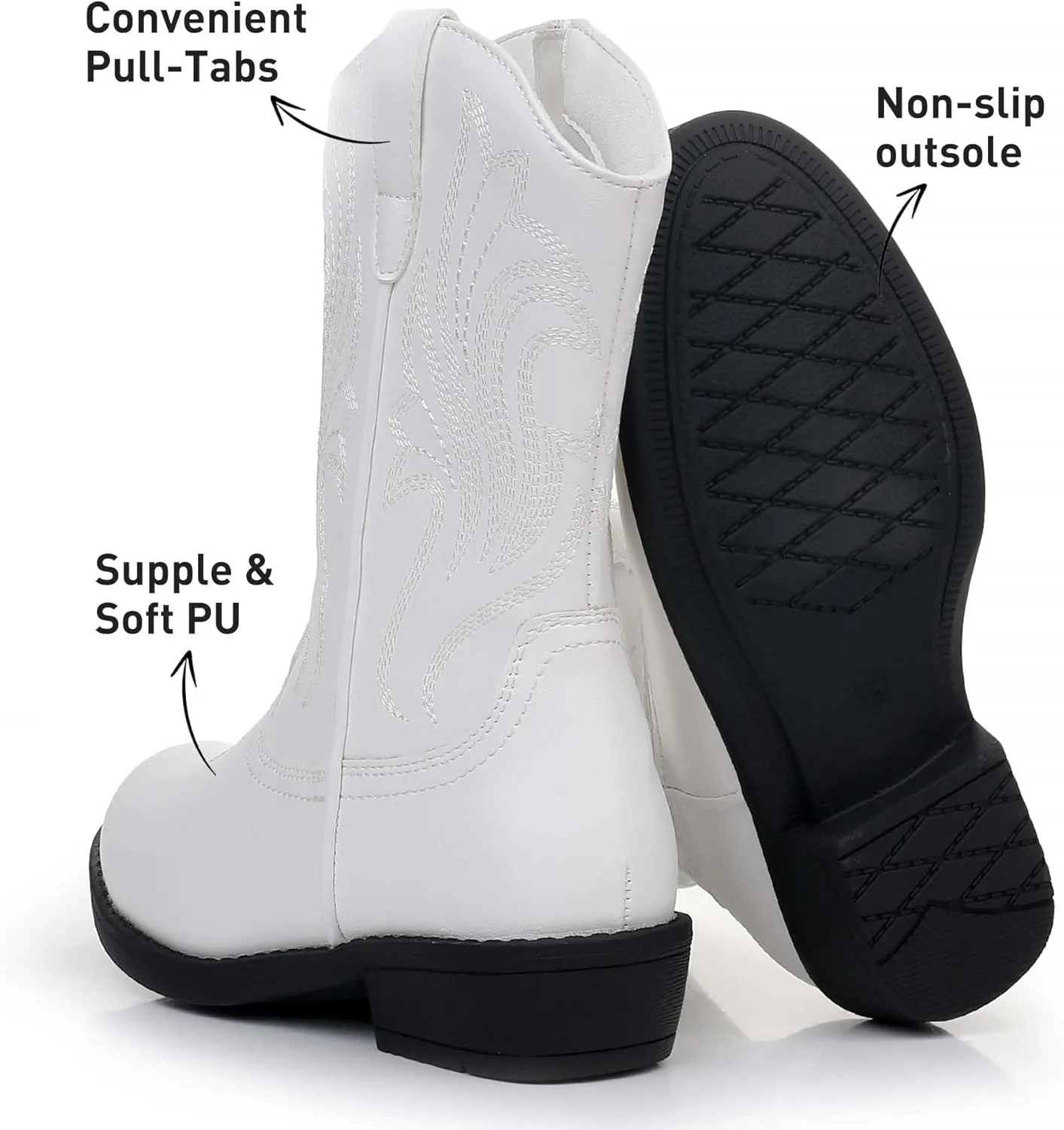 Ahannie Girls Cowboy Boots Western Cowgirl Boots for Girls with Side Zipper Boot for Toddler/Little Kid/Big Kid