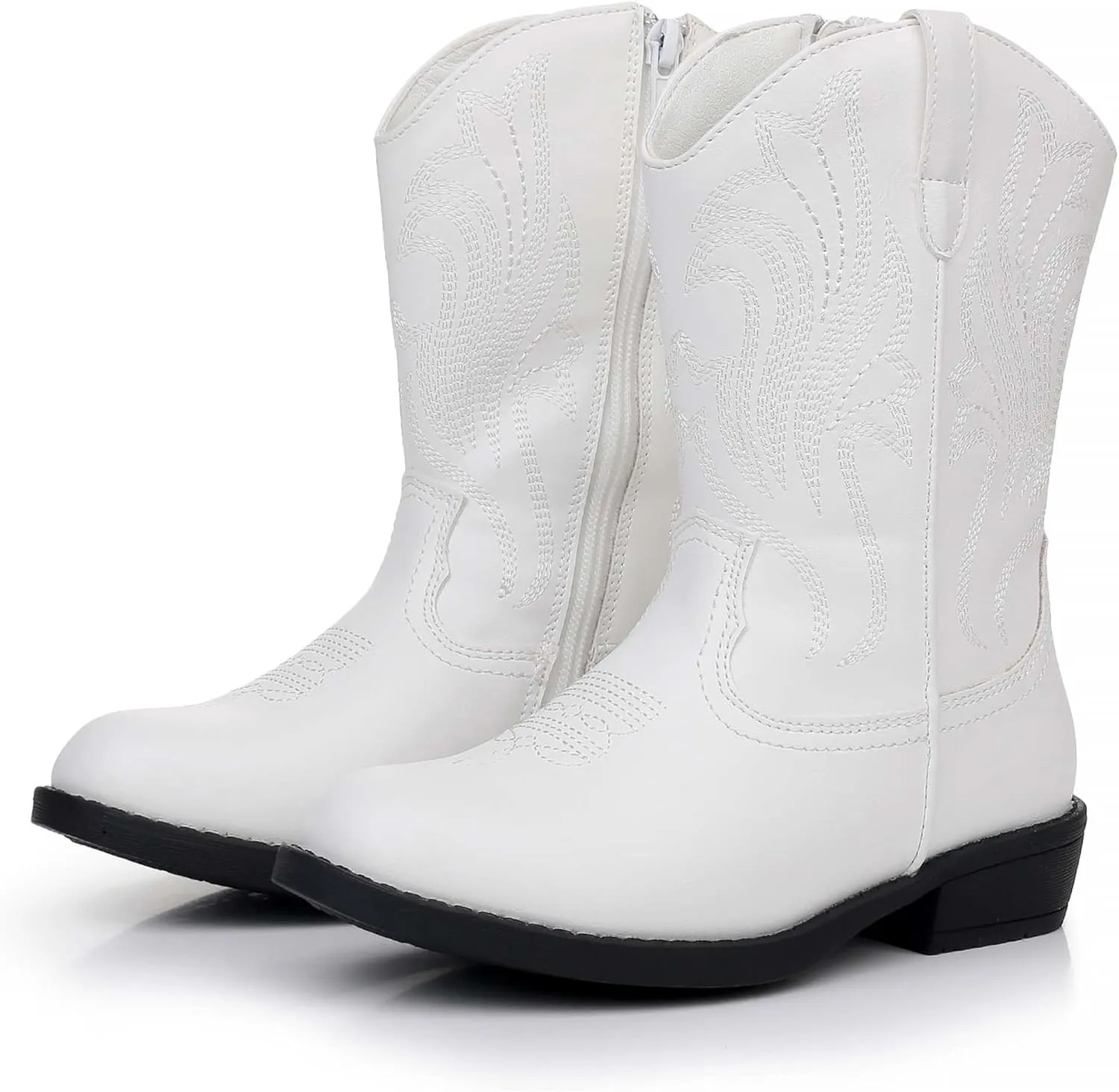 Ahannie Girls Cowboy Boots Western Cowgirl Boots for Girls with Side Zipper Boot for Toddler/Little Kid/Big Kid
