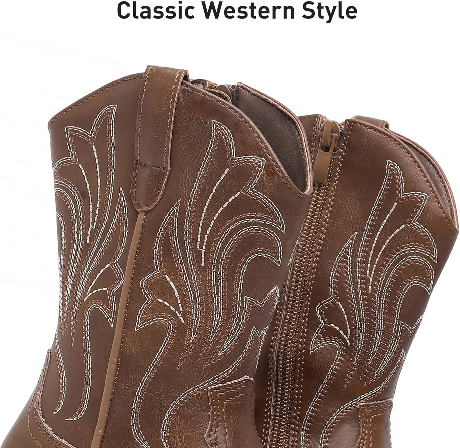 Ahannie Girls Cowboy Boots Western Cowgirl Boots for Girls with Side Zipper Boot for Toddler/Little Kid/Big Kid