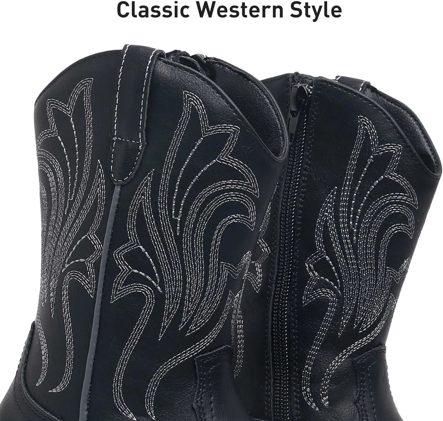 Ahannie Girls Cowboy Boots Western Cowgirl Boots for Girls with Side Zipper Boot for Toddler/Little Kid/Big Kid