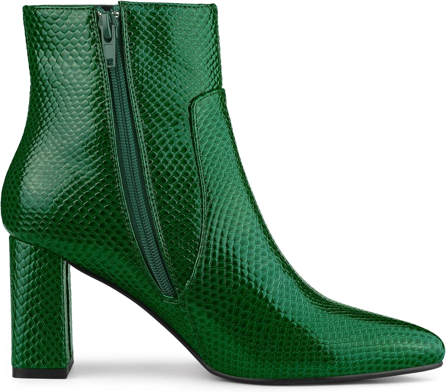 Allegra K Women's Snakeskin Print Boots Halloween Costumes Chunky High Heels Ankle Boots