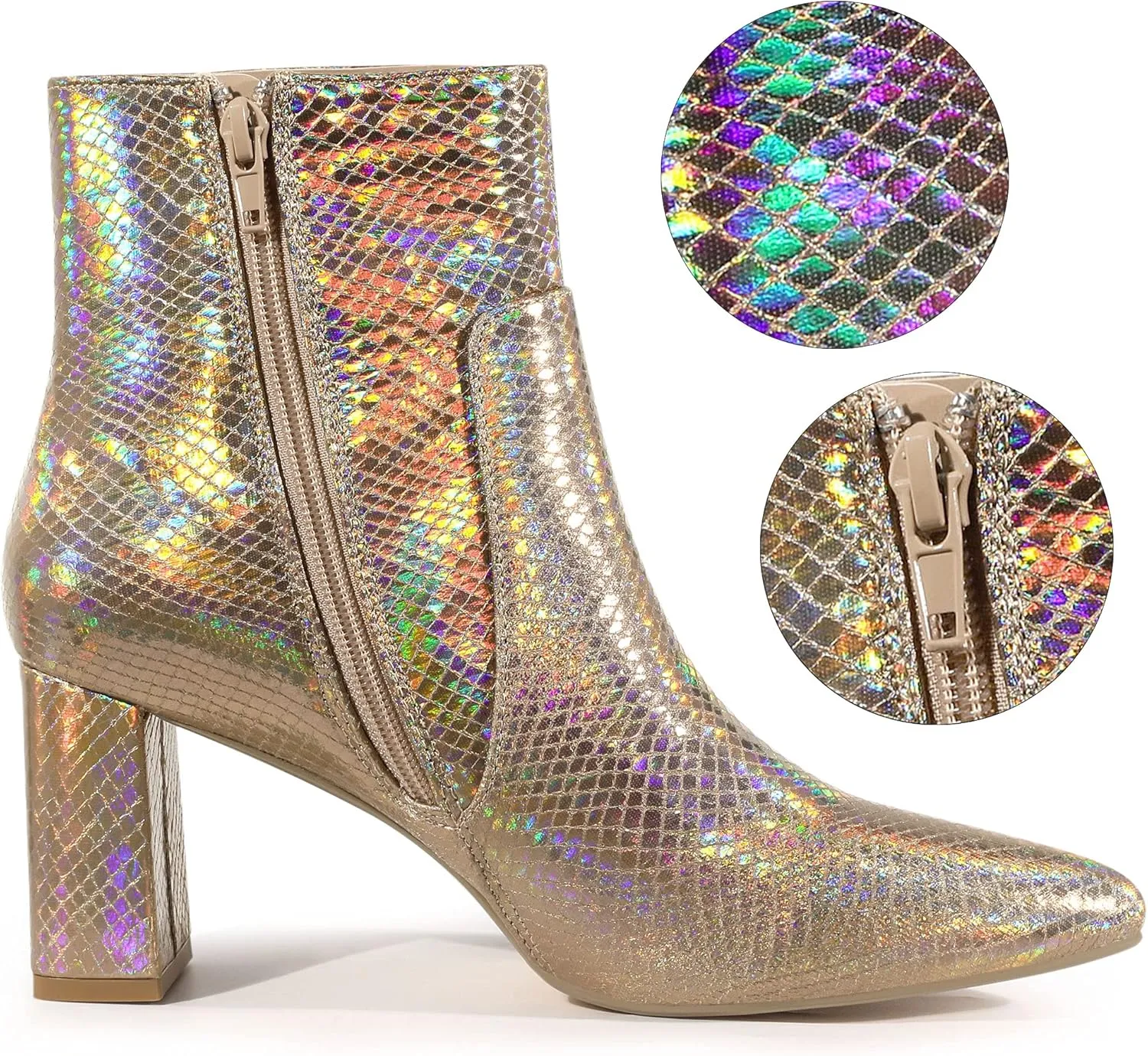 Allegra K Women's Snakeskin Print Boots Halloween Costumes Chunky High Heels Ankle Boots