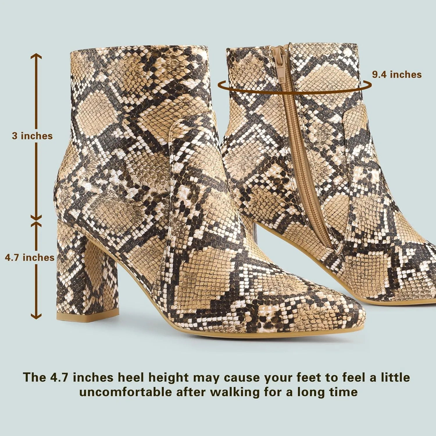 Allegra K Women's Snakeskin Print Boots Halloween Costumes Chunky High Heels Ankle Boots