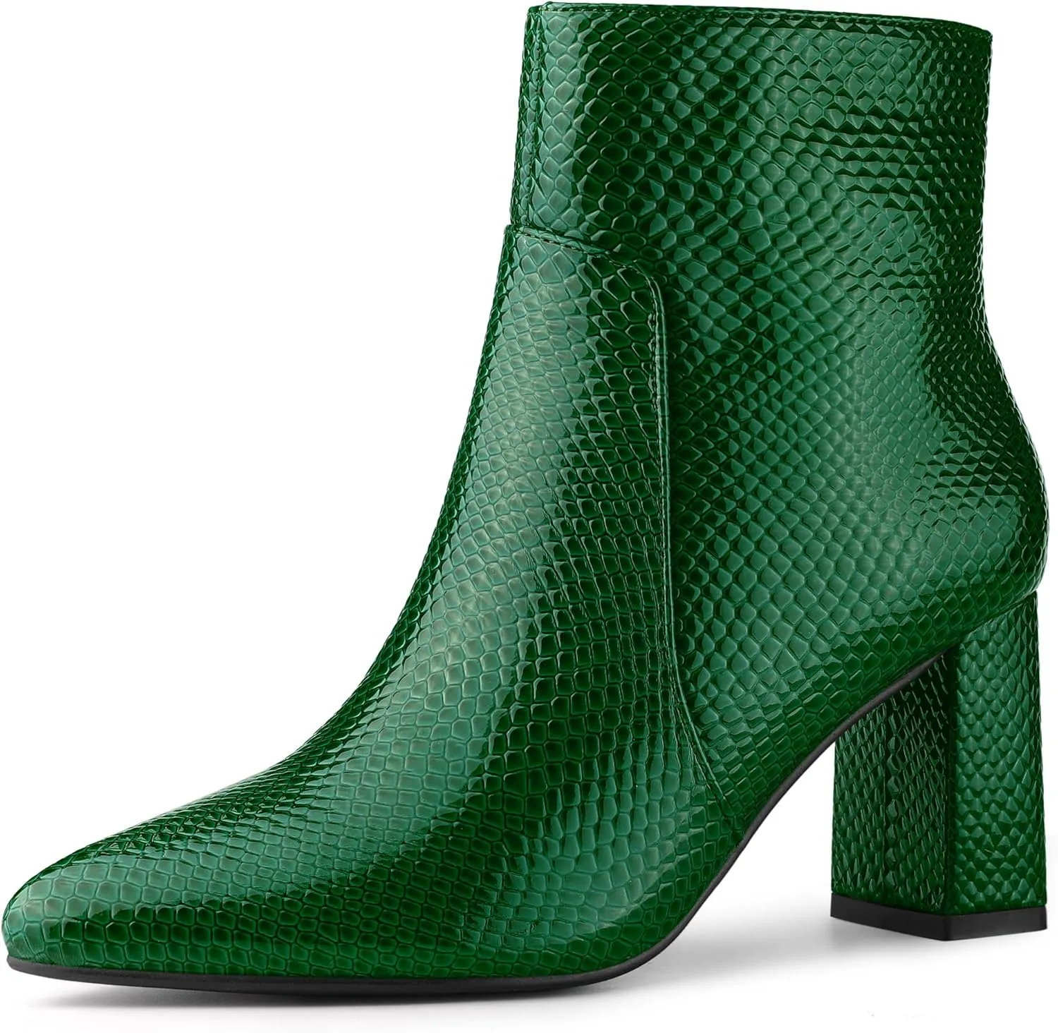 Allegra K Women's Snakeskin Print Boots Halloween Costumes Chunky High Heels Ankle Boots