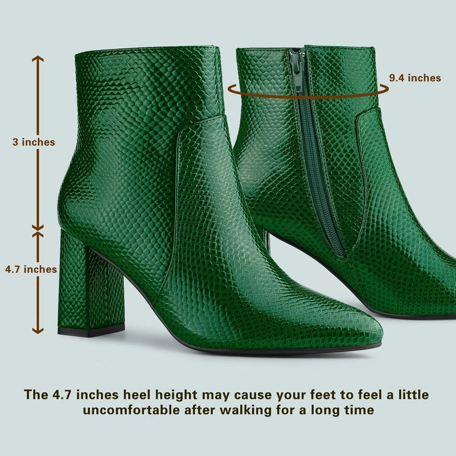 Allegra K Women's Snakeskin Print Boots Halloween Costumes Chunky High Heels Ankle Boots