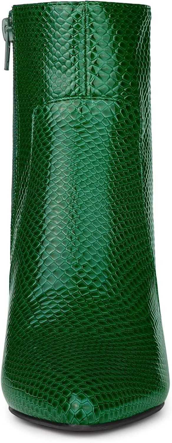 Allegra K Women's Snakeskin Print Boots Halloween Costumes Chunky High Heels Ankle Boots