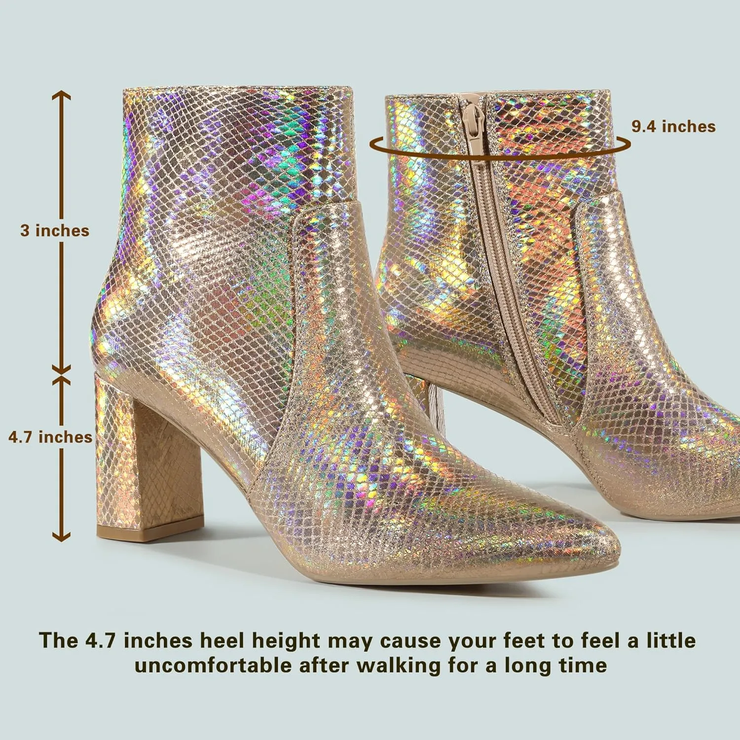 Allegra K Women's Snakeskin Print Boots Halloween Costumes Chunky High Heels Ankle Boots