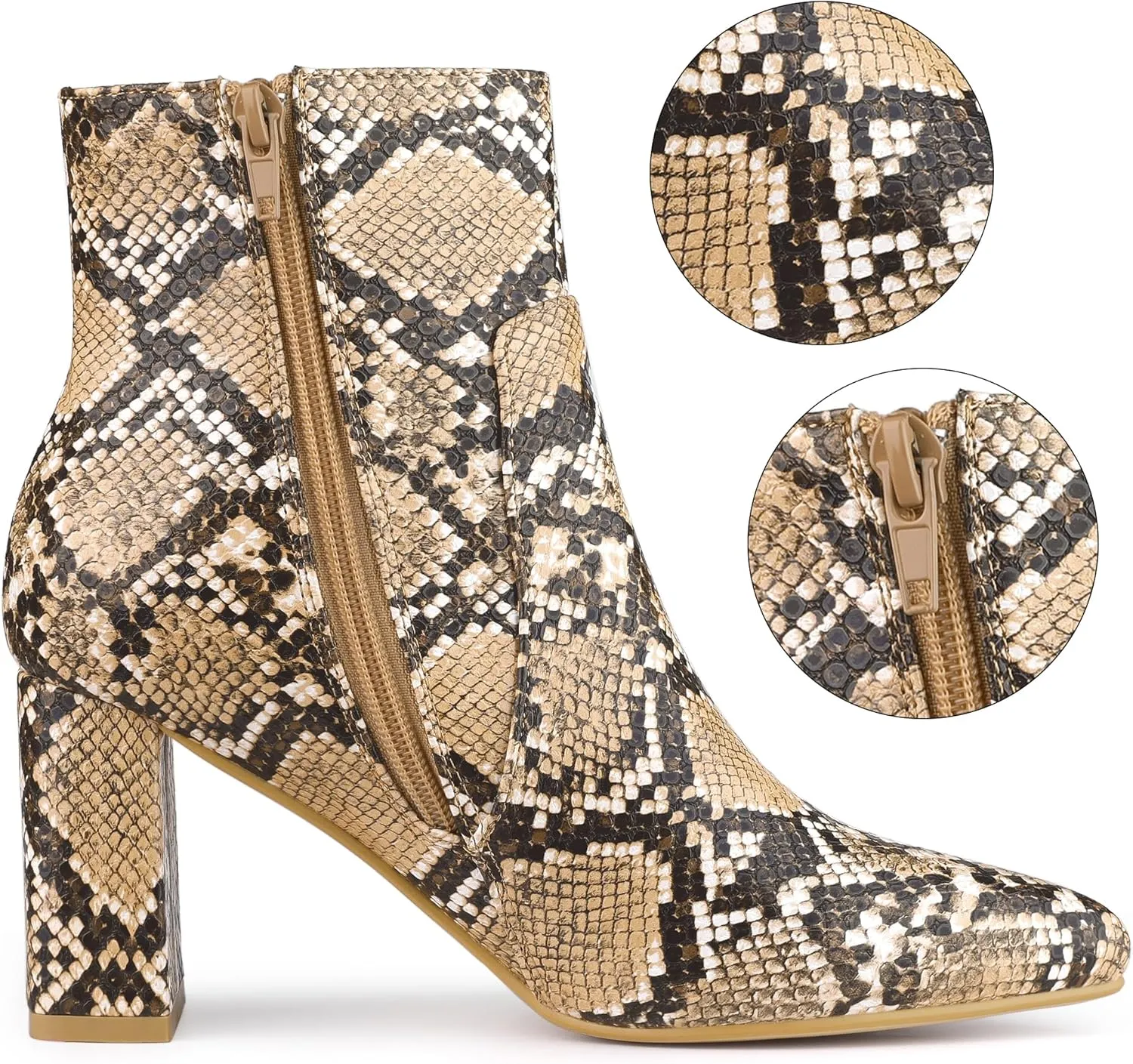 Allegra K Women's Snakeskin Print Boots Halloween Costumes Chunky High Heels Ankle Boots