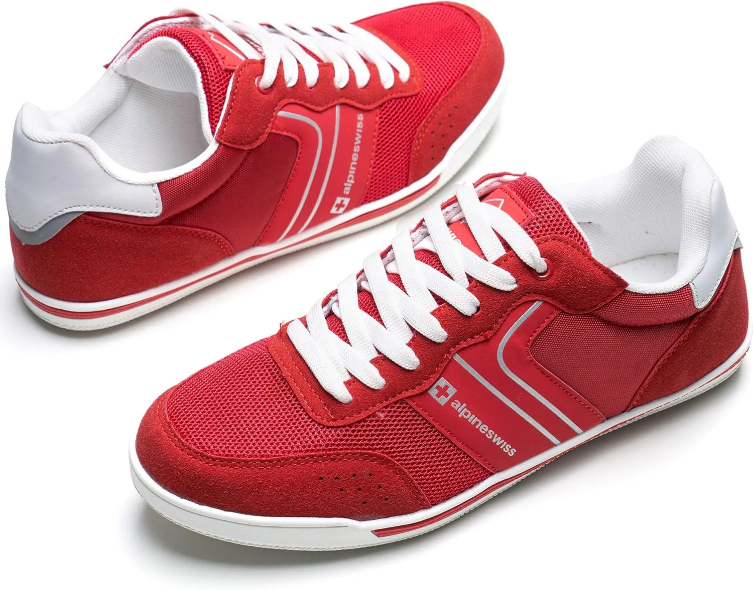 Alpine Swiss Liam Mens Fashion Sneakers Suede Trim Low Top Lace Up Tennis Shoes