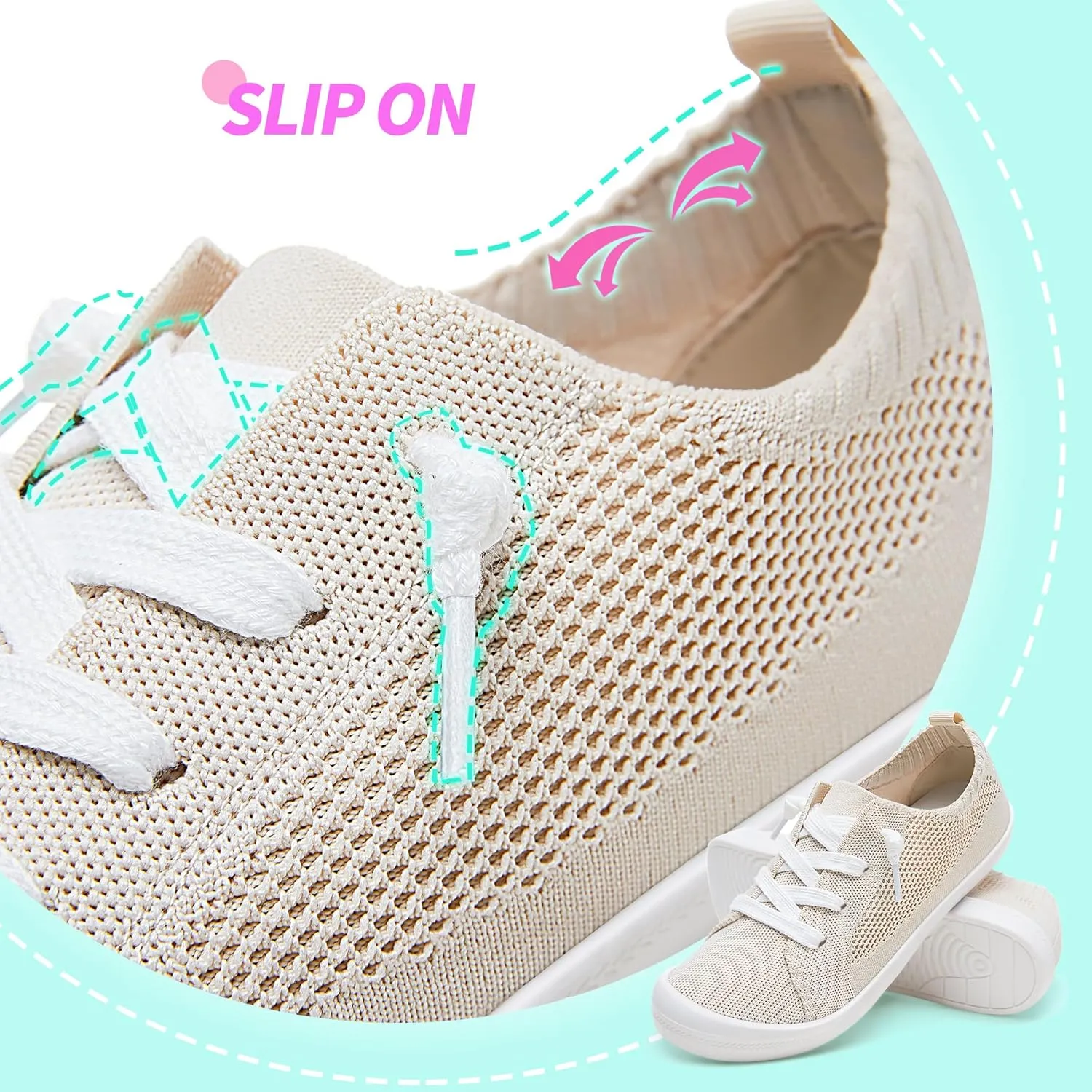 ALTOCIS Women's Knit Slip On Sneakers Ladies Elastic Low Top Flats Lightweight Breathe Mesh Fashion Sneakers Cute Flying Woven Loafers