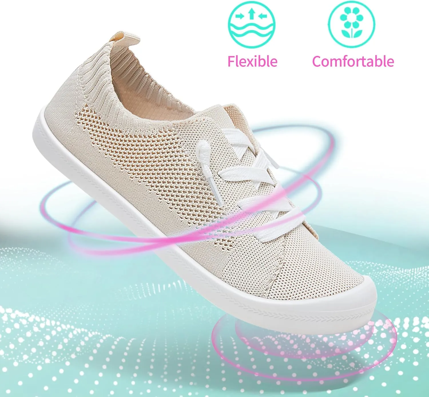 ALTOCIS Women's Knit Slip On Sneakers Ladies Elastic Low Top Flats Lightweight Breathe Mesh Fashion Sneakers Cute Flying Woven Loafers