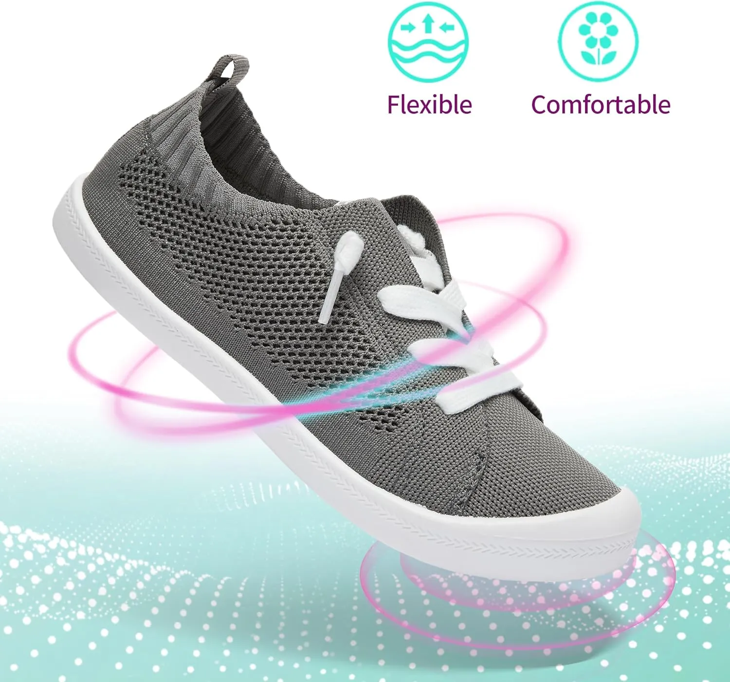ALTOCIS Women's Knit Slip On Sneakers Ladies Elastic Low Top Flats Lightweight Breathe Mesh Fashion Sneakers Cute Flying Woven Loafers