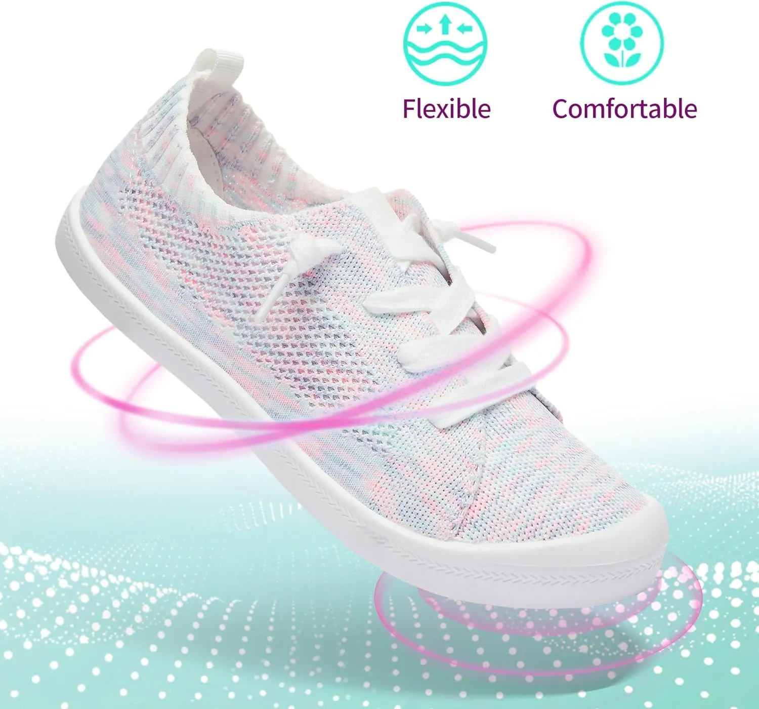 ALTOCIS Women's Knit Slip On Sneakers Ladies Elastic Low Top Flats Lightweight Breathe Mesh Fashion Sneakers Cute Flying Woven Loafers