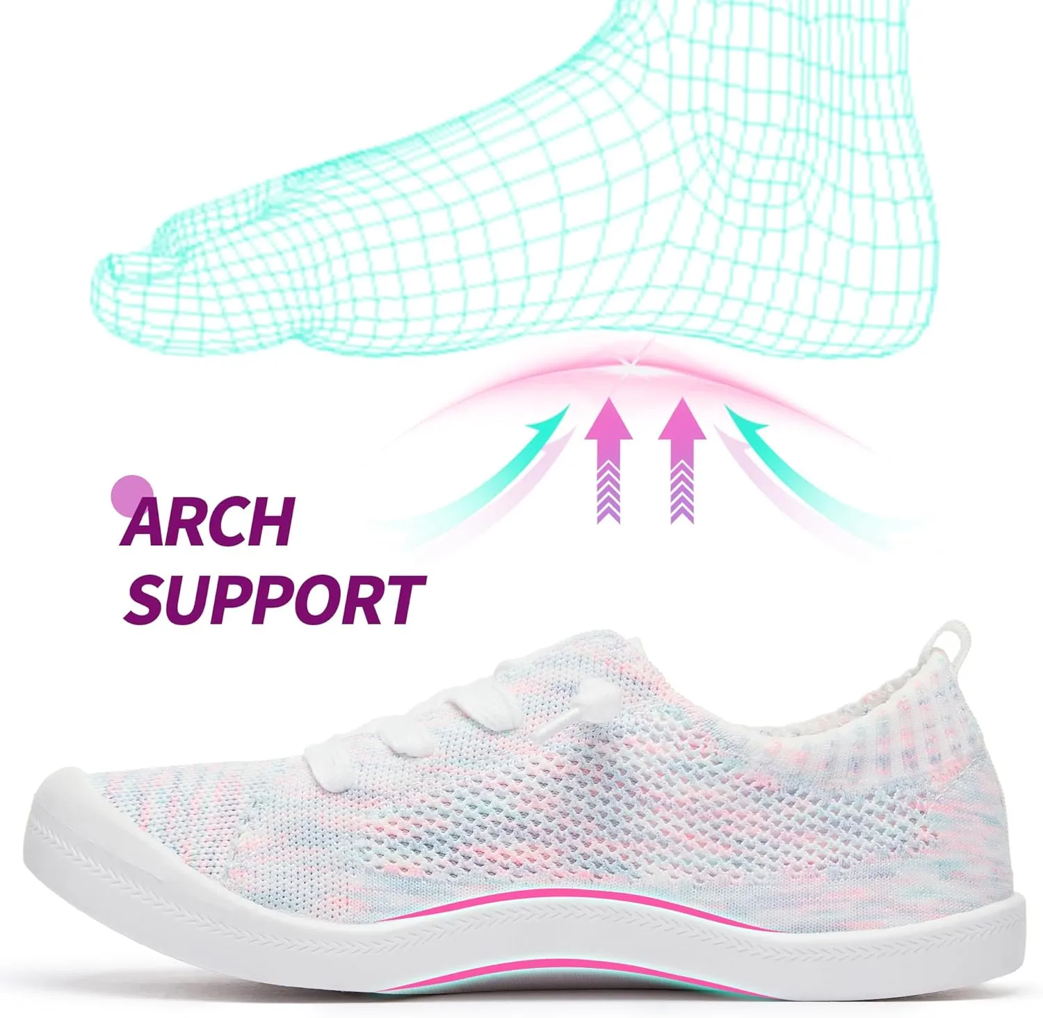 ALTOCIS Women's Knit Slip On Sneakers Ladies Elastic Low Top Flats Lightweight Breathe Mesh Fashion Sneakers Cute Flying Woven Loafers
