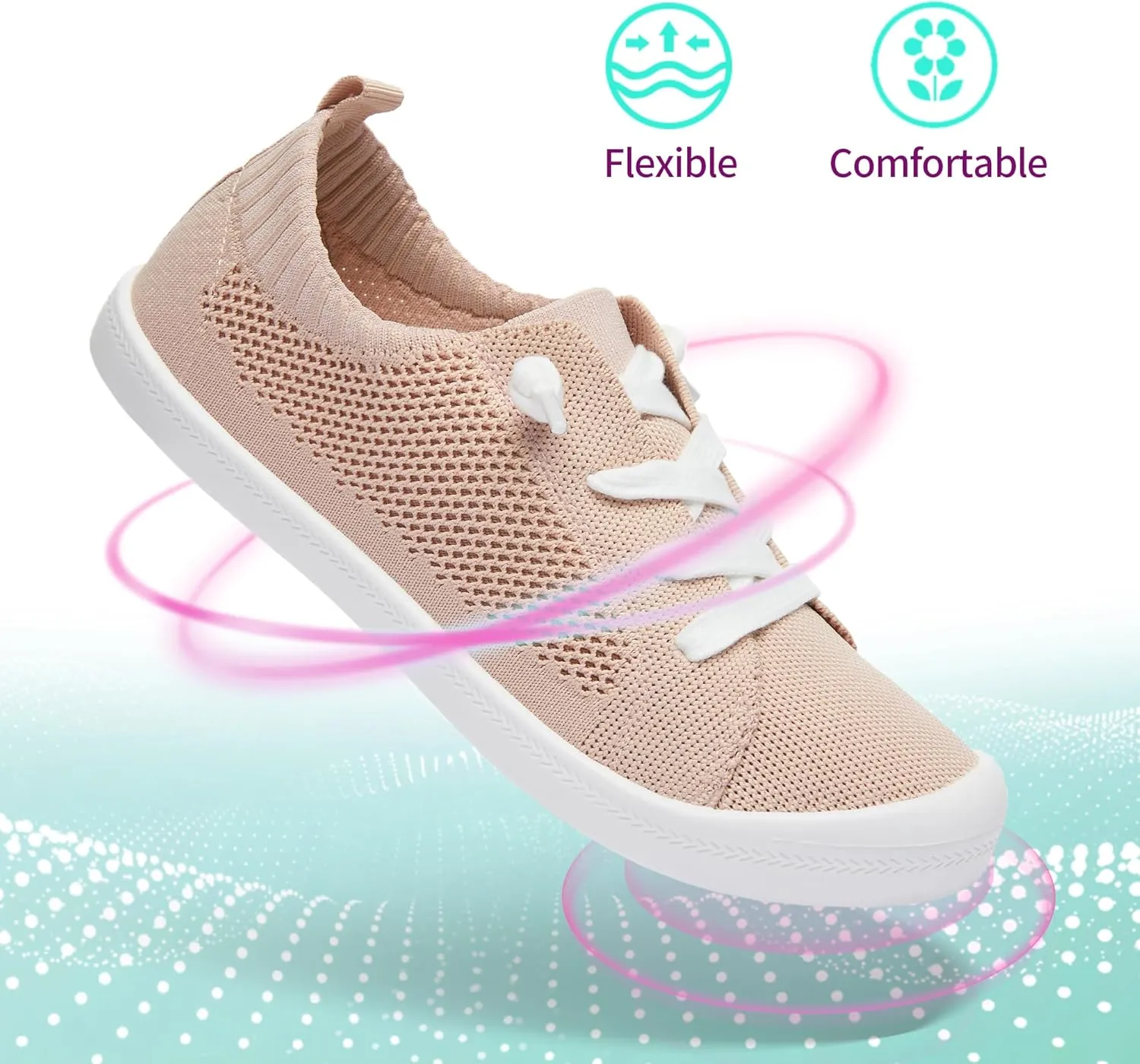 ALTOCIS Women's Knit Slip On Sneakers Ladies Elastic Low Top Flats Lightweight Breathe Mesh Fashion Sneakers Cute Flying Woven Loafers