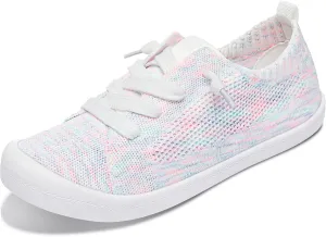 ALTOCIS Women's Knit Slip On Sneakers Ladies Elastic Low Top Flats Lightweight Breathe Mesh Fashion Sneakers Cute Flying Woven Loafers