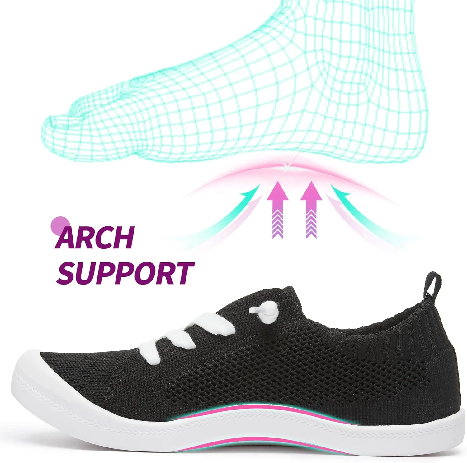 ALTOCIS Women's Knit Slip On Sneakers Ladies Elastic Low Top Flats Lightweight Breathe Mesh Fashion Sneakers Cute Flying Woven Loafers