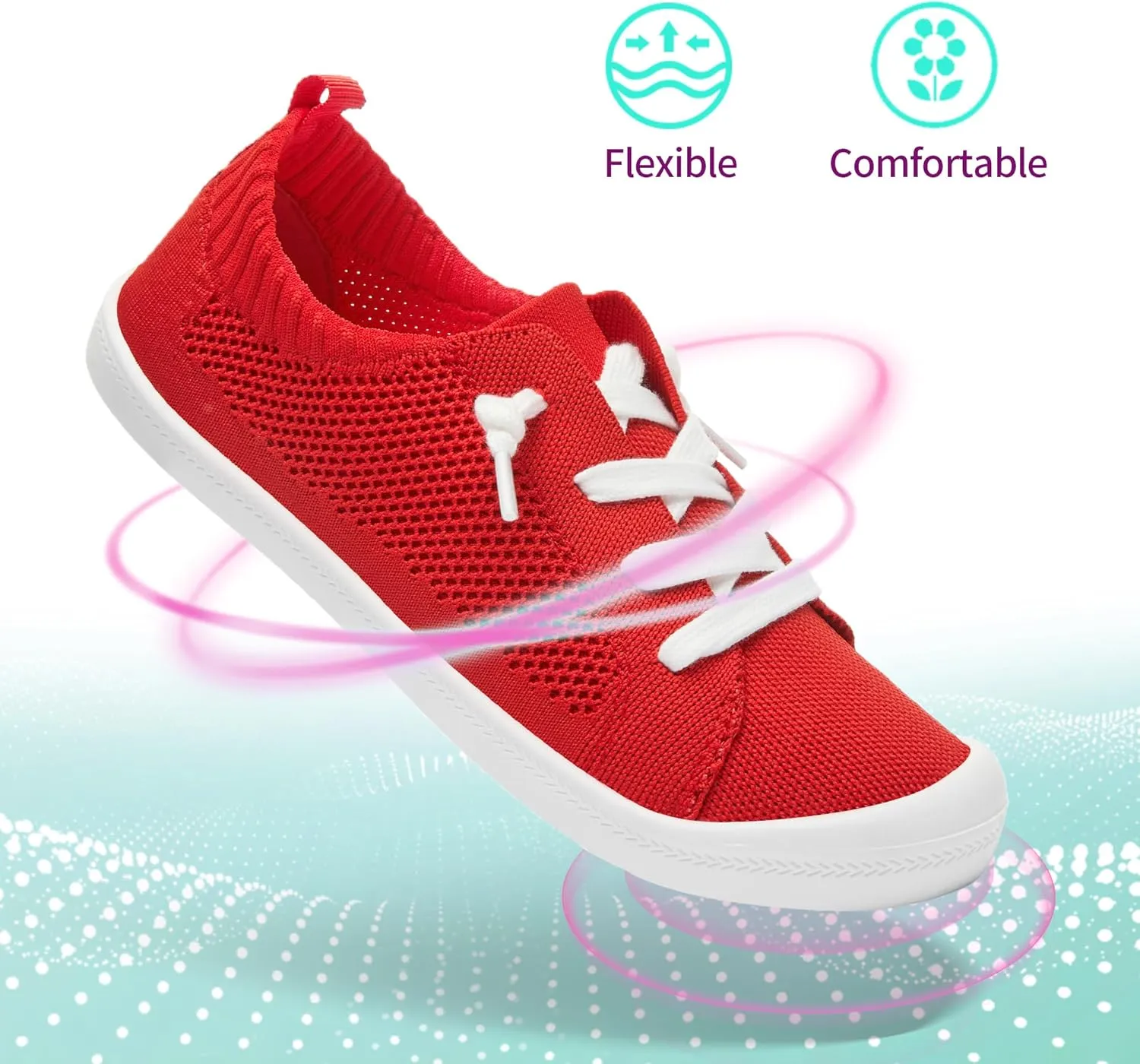 ALTOCIS Women's Knit Slip On Sneakers Ladies Elastic Low Top Flats Lightweight Breathe Mesh Fashion Sneakers Cute Flying Woven Loafers