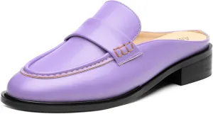 AMBELIGHT Comfortable Mules Flats for Women Loafers Chunky Heel Round Closed Toe Slip on Slingback Casual Classic Dressy Shoes
