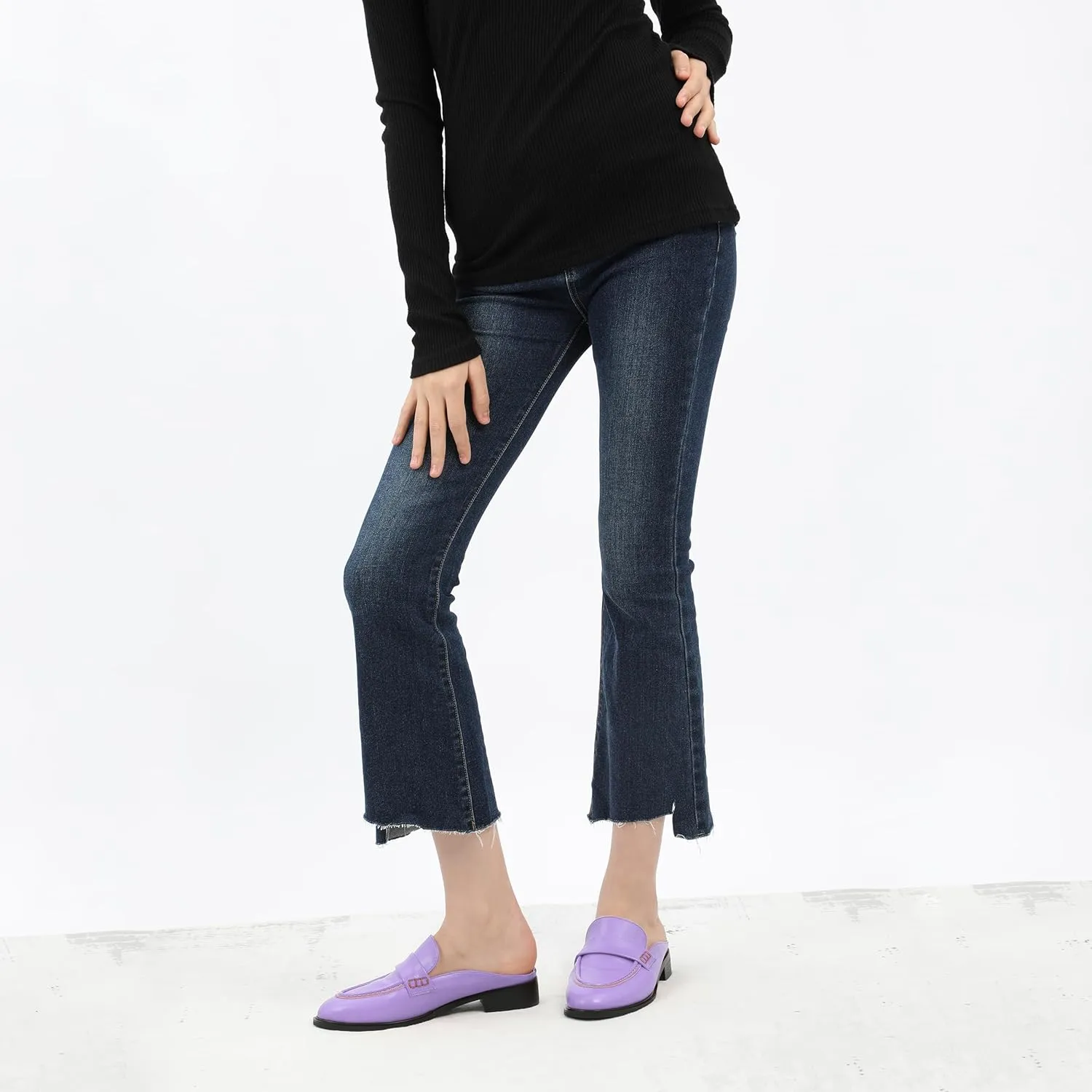 AMBELIGHT Comfortable Mules Flats for Women Loafers Chunky Heel Round Closed Toe Slip on Slingback Casual Classic Dressy Shoes