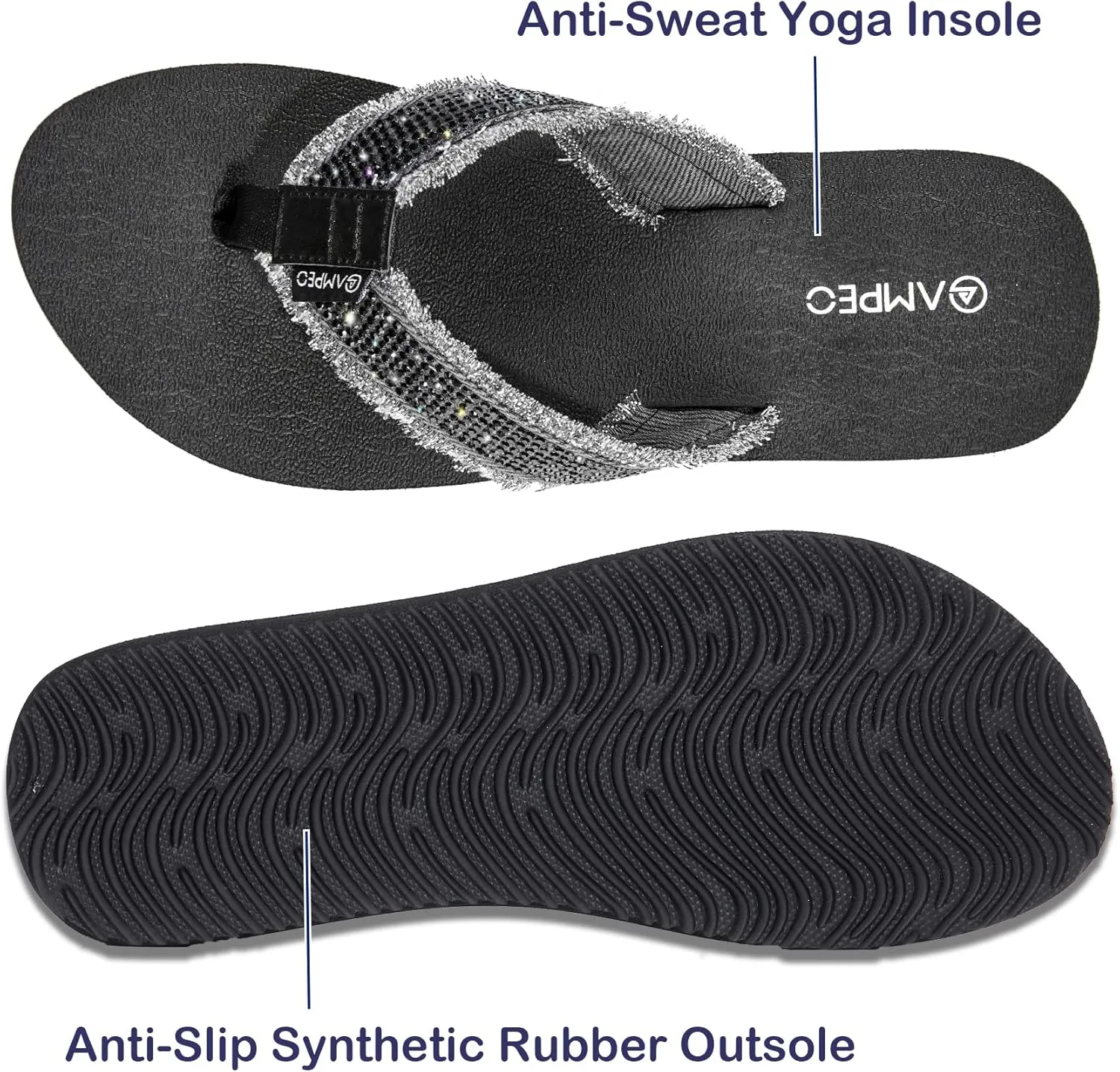 Ampeo Women's Arch Support Flip Flops Comfortable Casual Summer Beach Thong Sandals