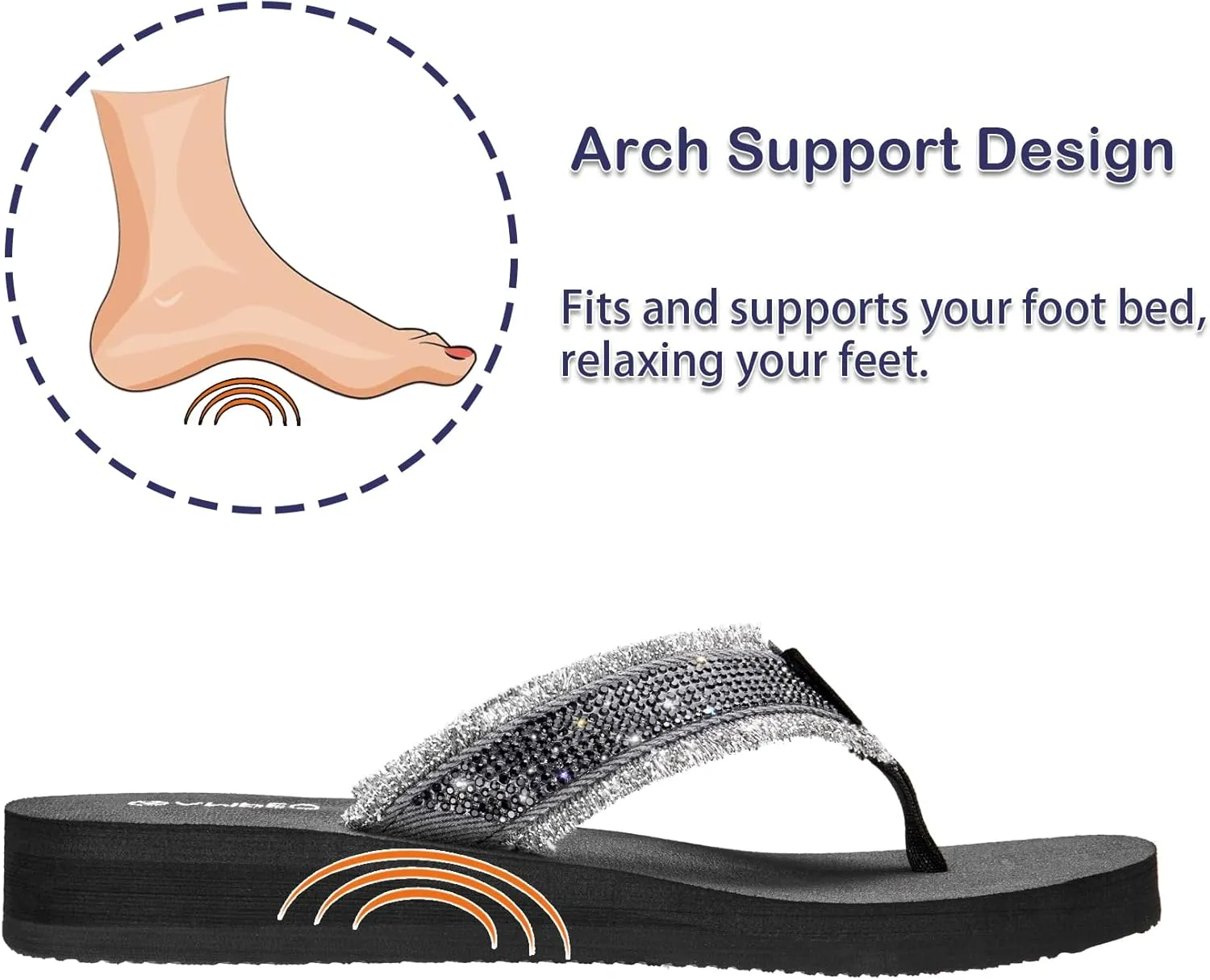 Ampeo Women's Arch Support Flip Flops Comfortable Casual Summer Beach Thong Sandals