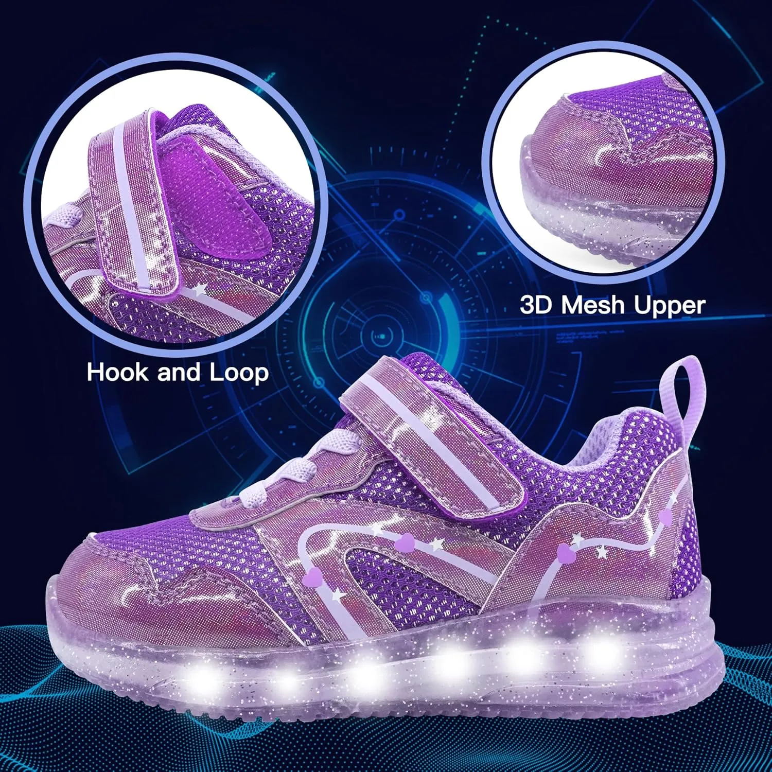AMZZPIK Light Up Shoes for Boys Girls Toddler LED Flashing Sneakers Breathable Sport Walking Shoes for Kids