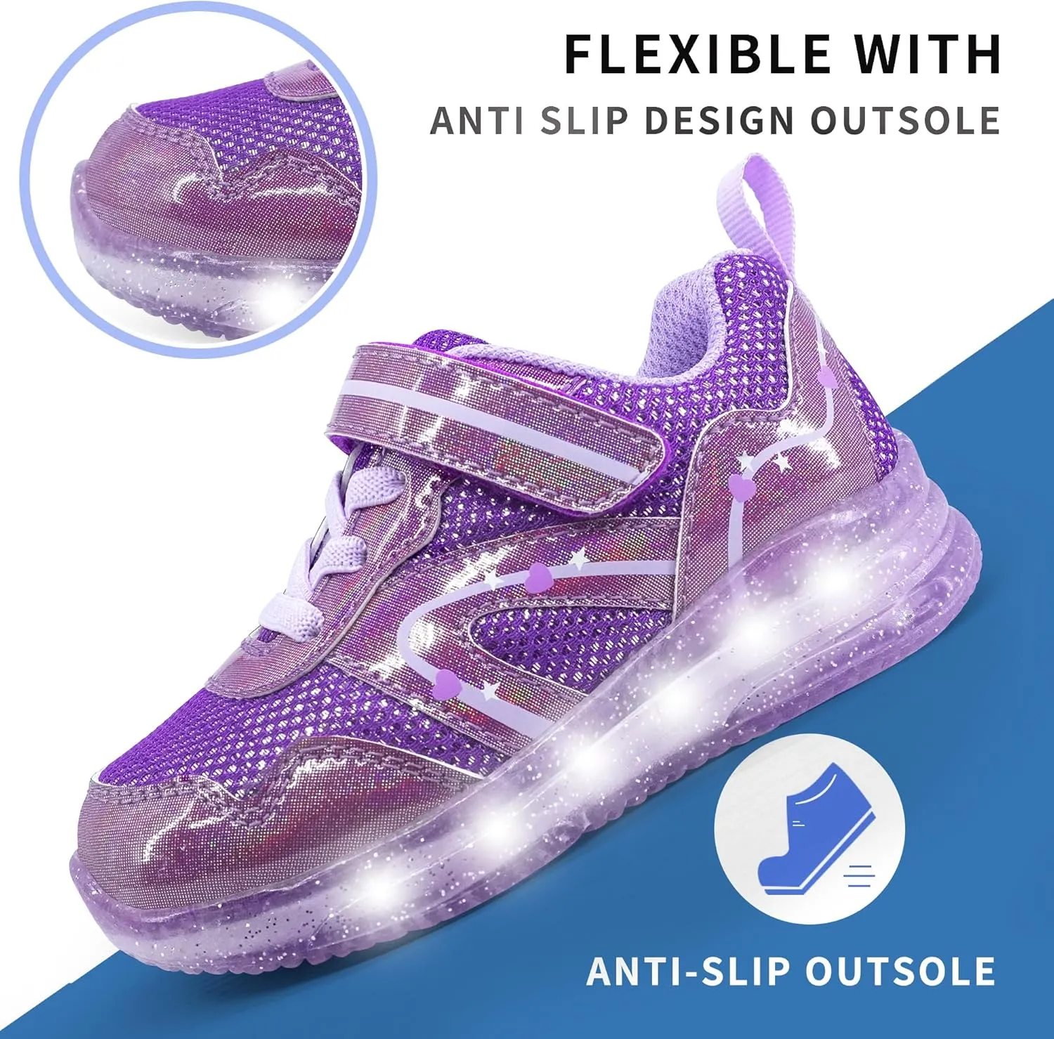 AMZZPIK Light Up Shoes for Boys Girls Toddler LED Flashing Sneakers Breathable Sport Walking Shoes for Kids