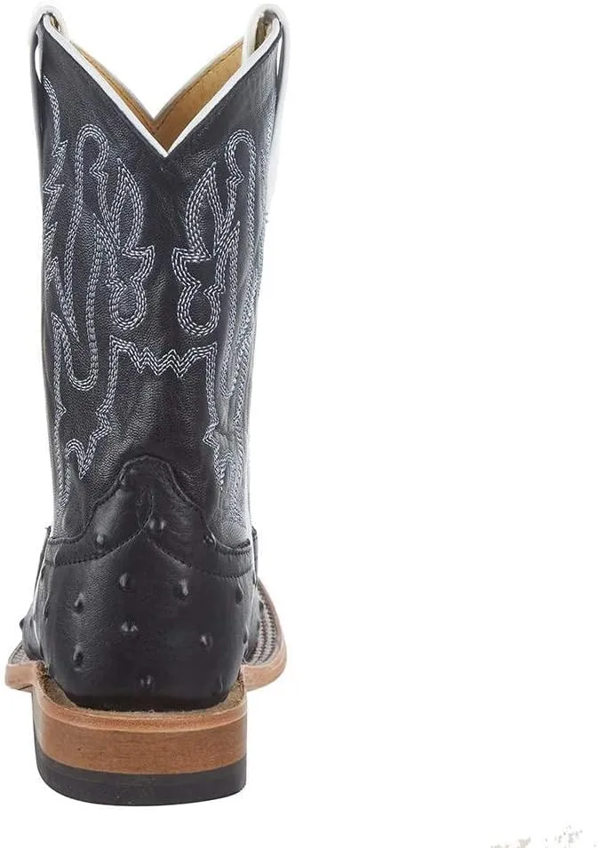 Anderson Bean Kid's Black Impostrich Goat Top Cowboy Boot