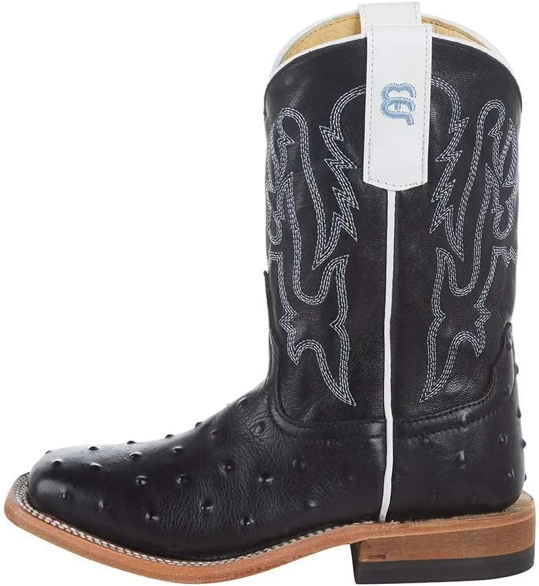 Anderson Bean Kid's Black Impostrich Goat Top Cowboy Boot