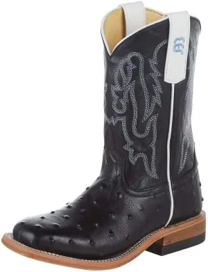 Anderson Bean Kid's Black Impostrich Goat Top Cowboy Boot