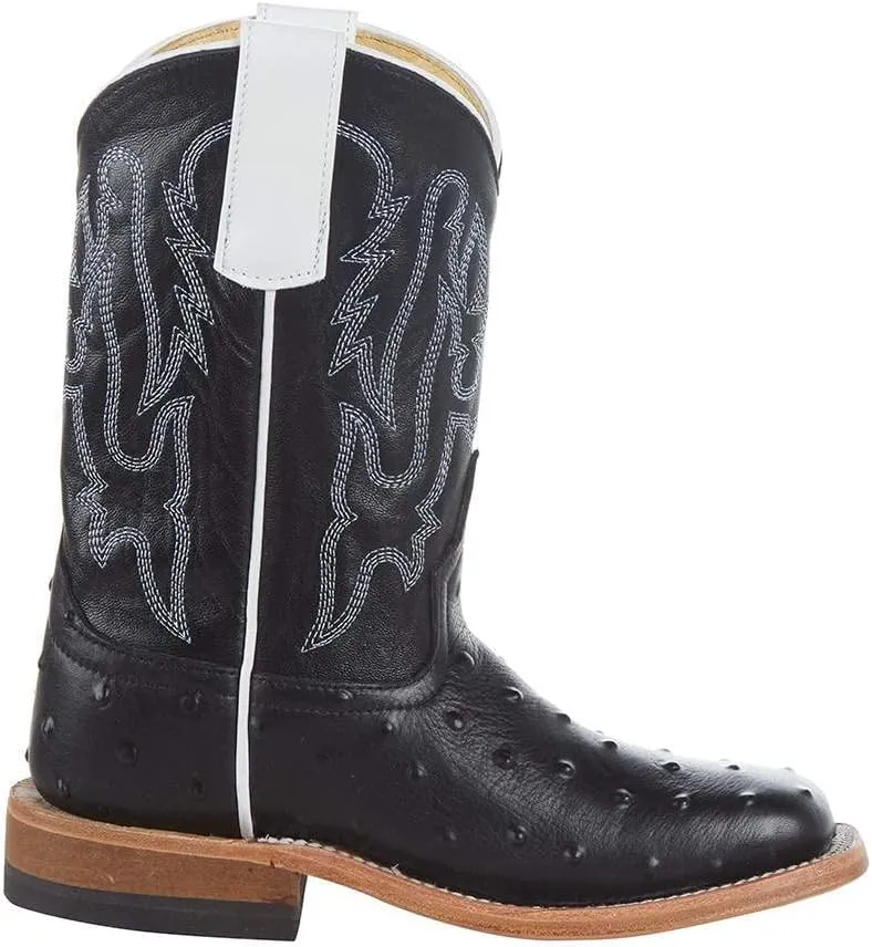 Anderson Bean Kid's Black Impostrich Goat Top Cowboy Boot