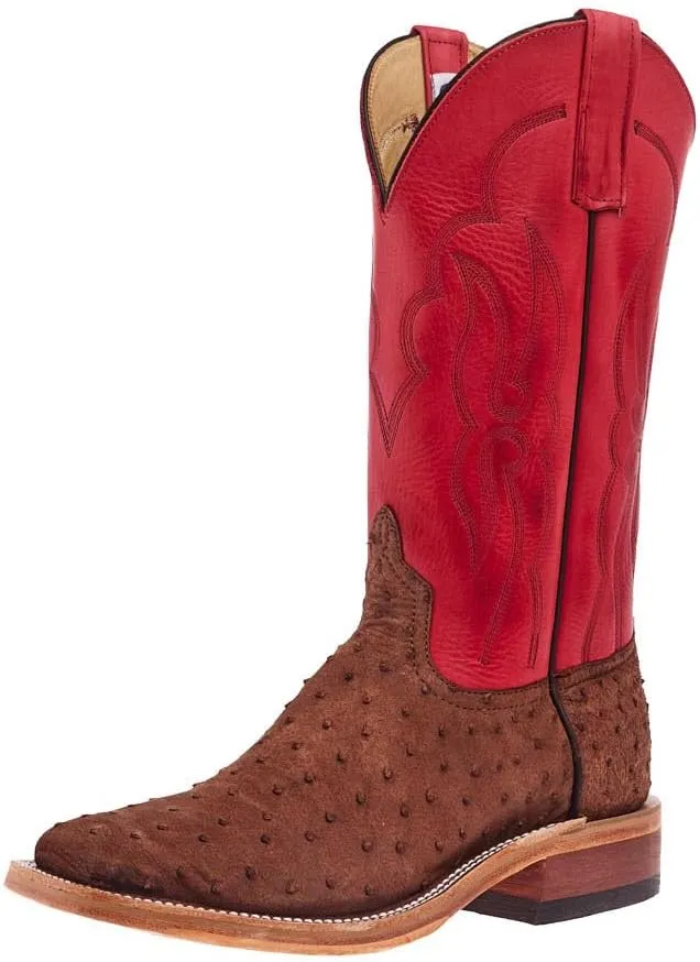 Anderson Bean Men's Ride Ready Kango Tobaco Suede Full Quill Ostrich Vamp 13in Red Waxy Kansas Top