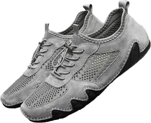 AngryMonkey Outdoor Mesh Trail Shoes for Hiking & Walking Women's Summer Breathable Italian Handmade Suede Sports Shoes Slip On Soft Plus Size Sneakers