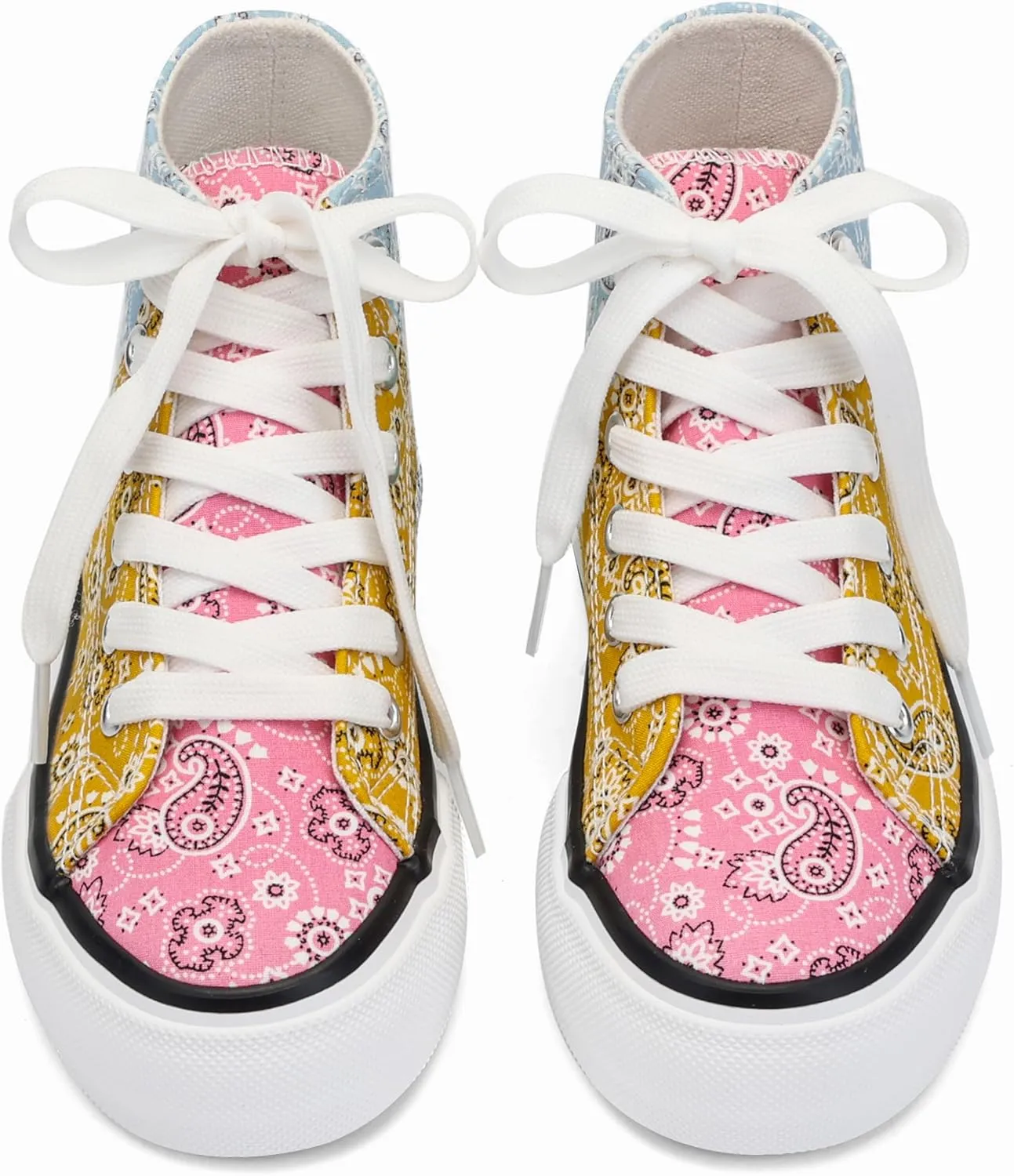 ANTLULU Girls’ Platform Canvas Shoes Low Top and High Top Canvas Sneakers Lace-up Fashion Casual Shoes for Girls
