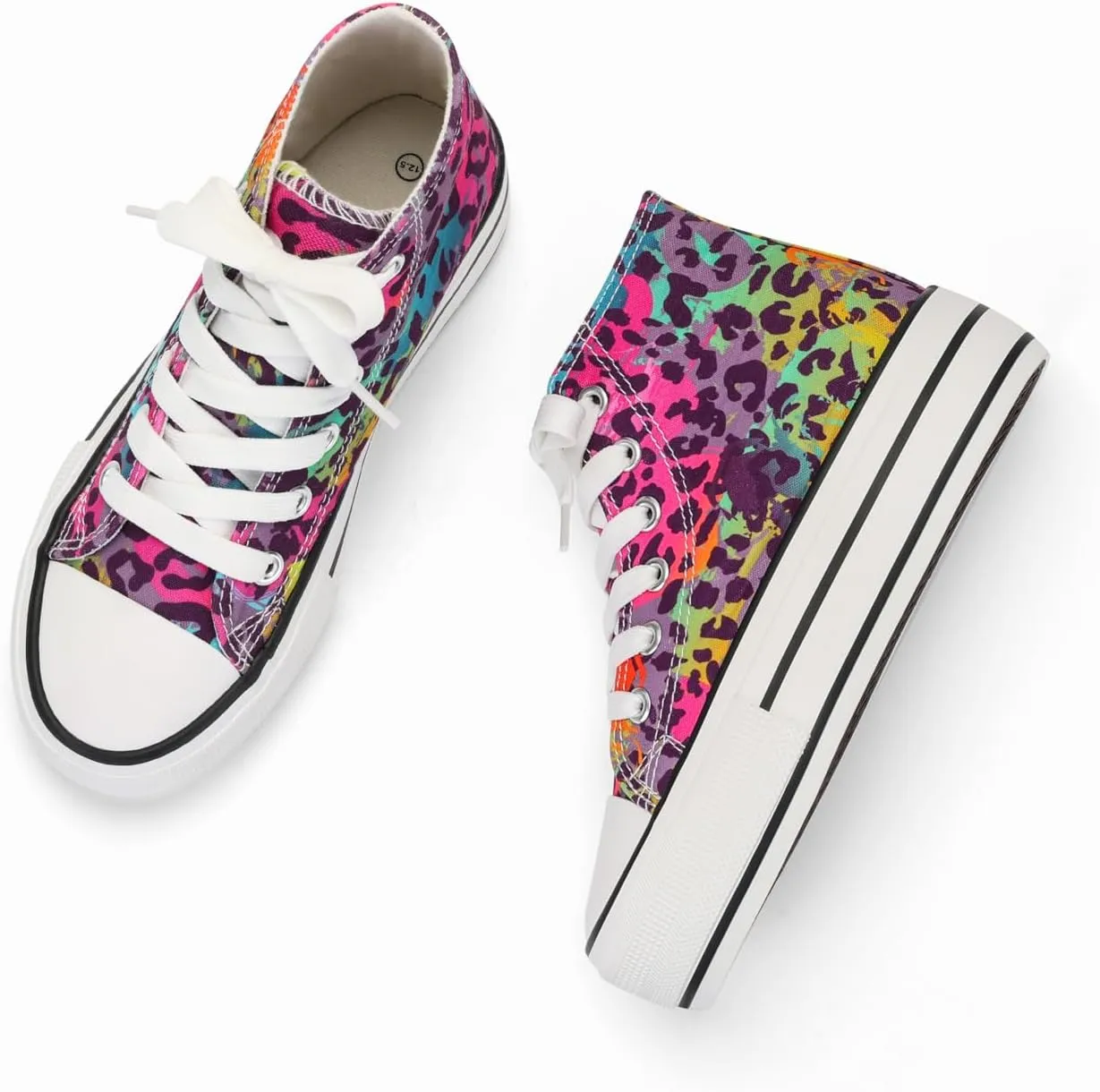 ANTLULU Girls’ Platform Canvas Shoes Low Top and High Top Canvas Sneakers Lace-up Fashion Casual Shoes for Girls