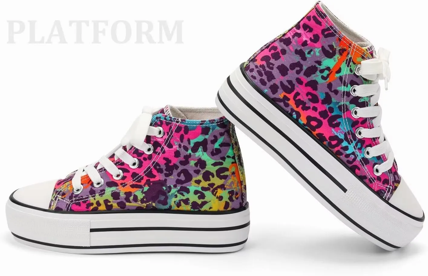 ANTLULU Girls’ Platform Canvas Shoes Low Top and High Top Canvas Sneakers Lace-up Fashion Casual Shoes for Girls