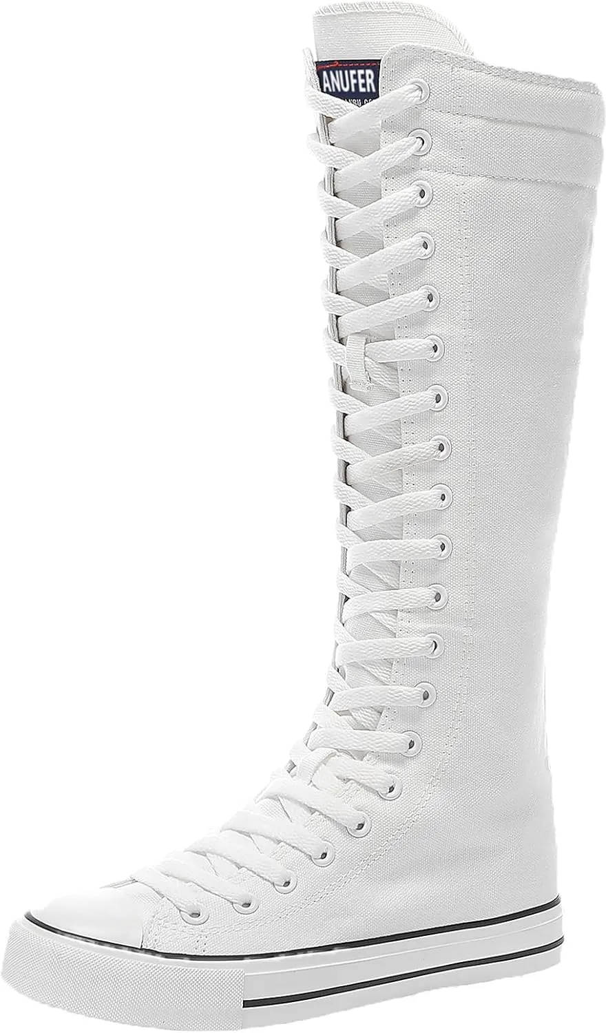 ANUFER Women Fashion Canvas Dance Boots Knee High Bicycling Boots Girls Fancy School Shoes