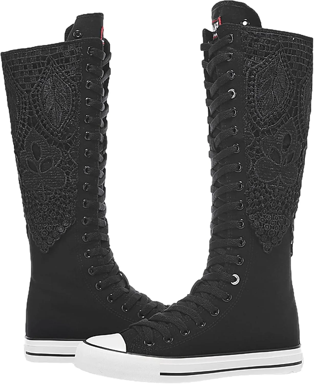 ANUFER Women Fashion Canvas Dance Boots Knee High Bicycling Boots Girls Fancy School Shoes