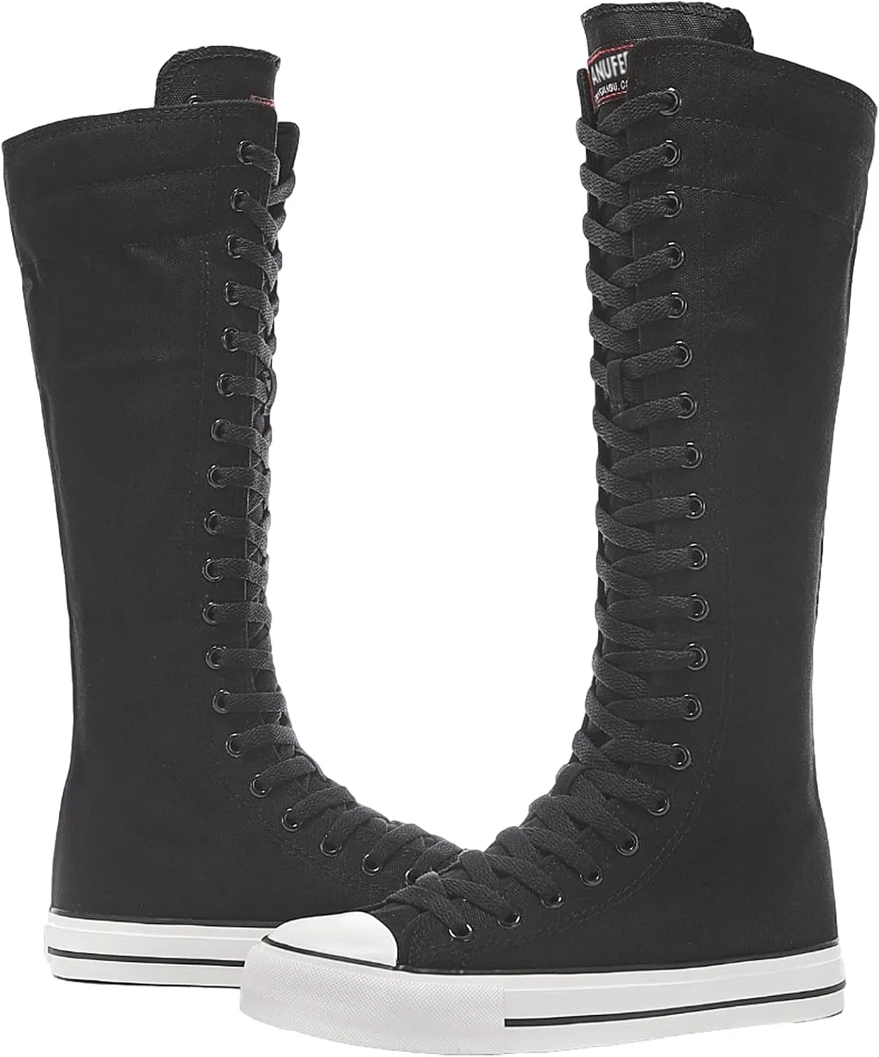 ANUFER Women Fashion Canvas Dance Boots Knee High Bicycling Boots Girls Fancy School Shoes